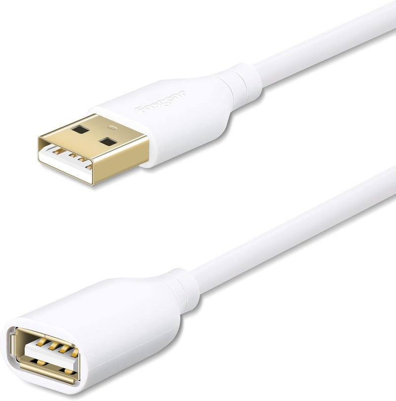 فاسجير كابل تمديد USB 2.0 من [10 قدم/3 متر] - ذكر A إلى أنثى A، كابل تمديد USB للشحن والمزامنة (10 قدم، أبيض) - Image 1