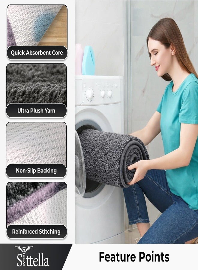 SITTELLA® Pack of 2 Premium 2000 GSM Microfiber Bathroom Mats (60x40 cm) | Ultra Soft Plush Bath Rug | Anti-Skid Backing | Super Water Absorbent & Quick Dry | Washable Bath Mat for Shower|Grey - Image 3