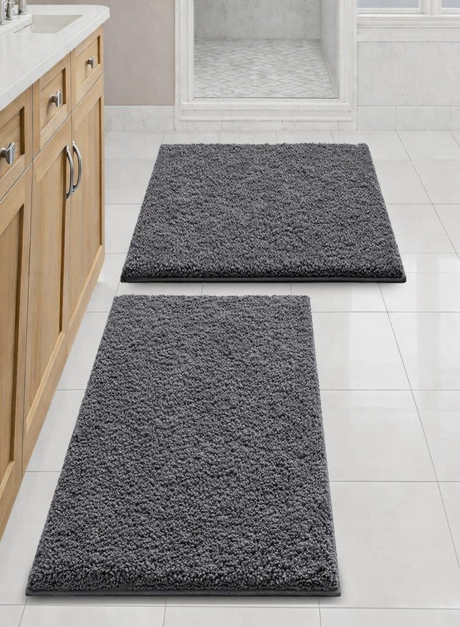 SITTELLA® Pack of 2 Premium 2000 GSM Microfiber Bathroom Mats (60x40 cm) | Ultra Soft Plush Bath Rug | Anti-Skid Backing | Super Water Absorbent & Quick Dry | Washable Bath Mat for Shower|Grey - Image 1