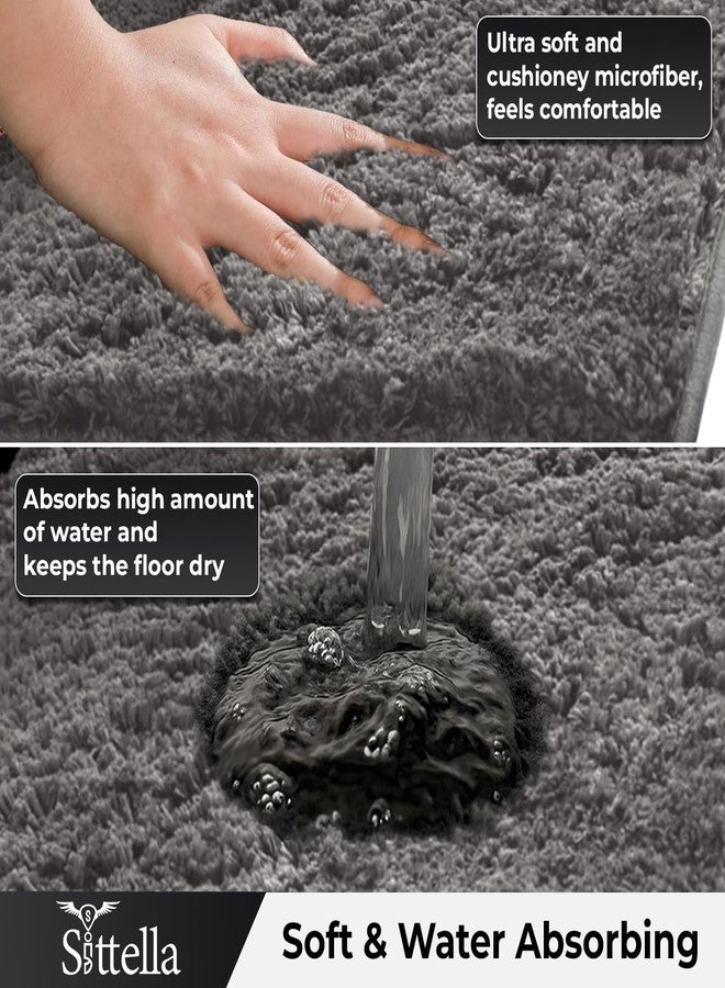 SITTELLA® Pack of 2 Premium 2000 GSM Microfiber Bathroom Mats (60x40 cm) | Ultra Soft Plush Bath Rug | Anti-Skid Backing | Super Water Absorbent & Quick Dry | Washable Bath Mat for Shower|Grey - Image 5