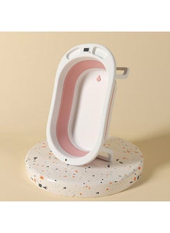 hibobi Baby Folding Collapsible Portable Bathtub Infant Shower Basin with Temperature Sensor for Newborn from 6 Months to 9 Years Old (Pink)  - Image 1