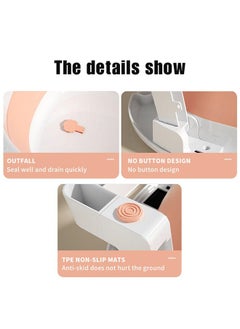 hibobi Baby Folding Collapsible Portable Bathtub Infant Shower Basin with Temperature Sensor for Newborn from 6 Months to 9 Years Old (Pink)  - Image 2