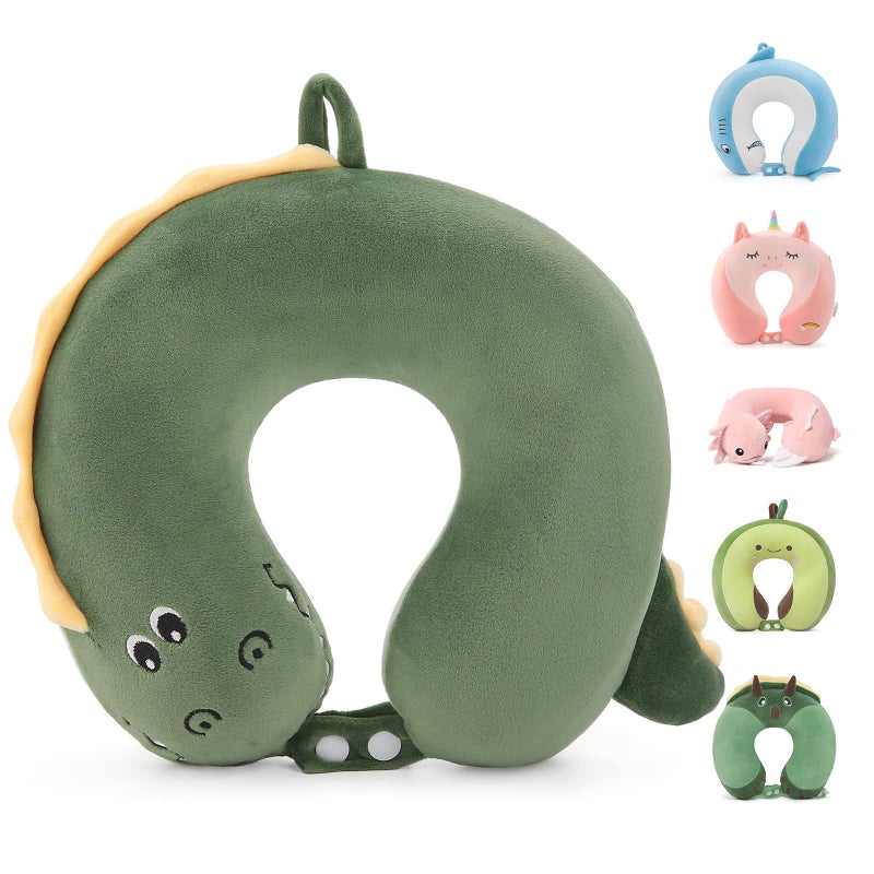 Niuniu Daddy Crocodile Kids Neck Pillow for Traveling 100 Memory Foam Travel Pillow Airplane Travel Road Trip Essentials for Children Neck Support Stop Head from Falling Forward to Sleep