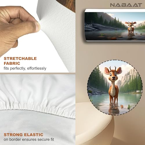 NABAAT AC Cover for Split 1.5 Ton Indoor Printed Air Conditioning Wall Mounted Dust Cover Folding Designer (38”x 12”x 9”), River Deer - Image 5