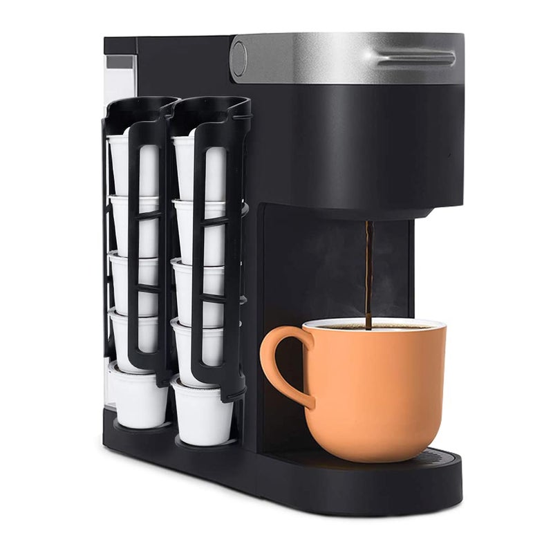 SUNGRACE KCup Coffee Pod Holder for Keurig Side Mount Storage Organizer Perfect for Small Counters Black 2 Pack for 10 KCups