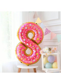 Atpata Funky Atpata Funky Donut Candy Theme 34 Inch Number Shape Foil Balloons - Ideal for Birthdays & Celebrations - Vibrant 0 to 9 Numbers - Durable & Self-Sealing Party Decor Balloons (8) 