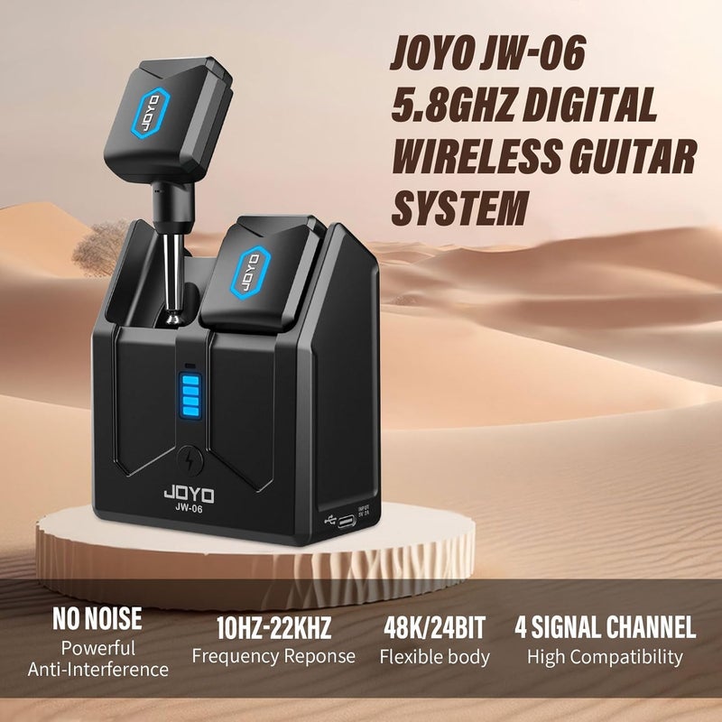 جويو نظام JOYO اللاسلكي بتردد 5.8 جيجاهرتز مع صندوق شحن - جهاز إرسال واستقبال 4 قنوات للجيتار والباس والآلات (JW-06) - Image 2