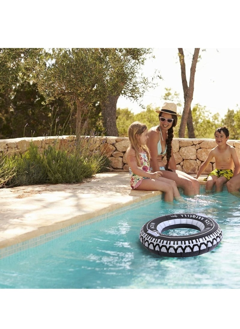 SYOSI - SYOSI Inflatable Pool Floats, 4 Pack Tire Tube Swim Ring, Inflatable Swim Ring with Handles, Pool Swimming Ring Pool Toys for Kids Adults Swimming Pool Beach Party Decoration (3 Sizes) - Image 1