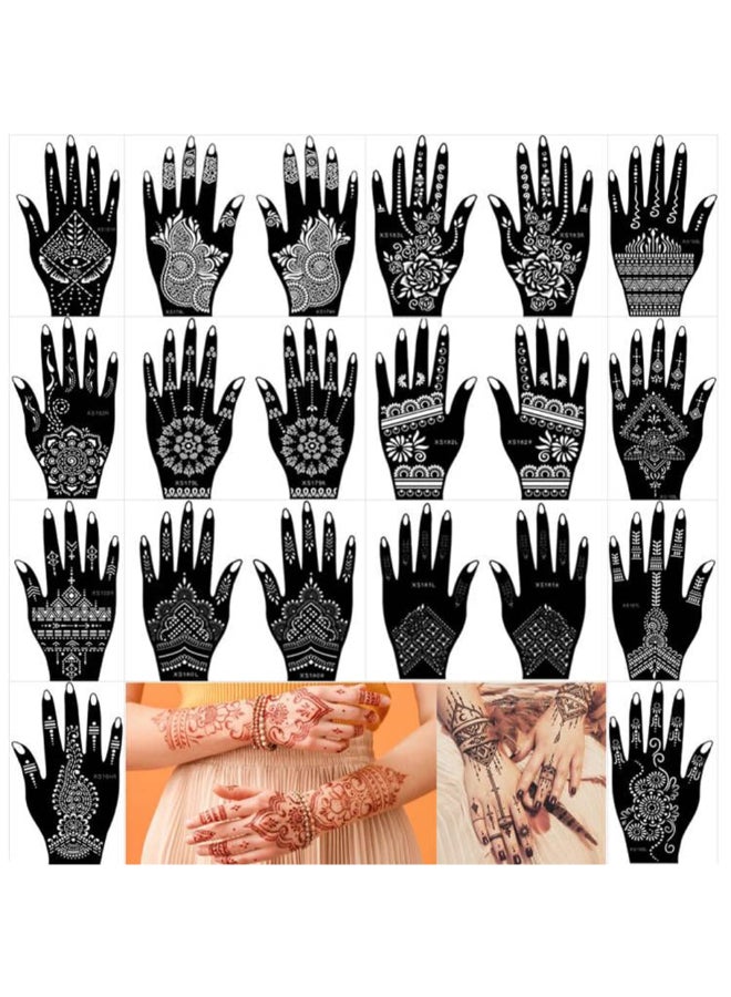 XMASIR 20 Sheets Henna Tattoo Kit Stencil for Hand Temporary Airbrush Tattoos Stencils Arabian Tattoo Stickers Henna Templates for Body Paint Art 20Pcs1 - Image 3