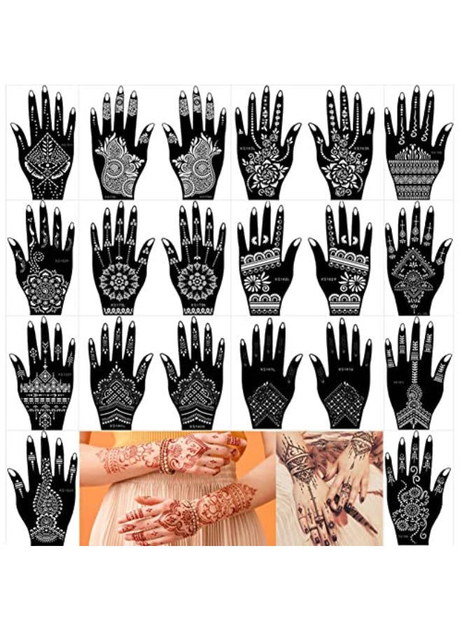 XMASIR 20 Sheets Henna Tattoo Kit Stencil for Hand Temporary Airbrush Tattoos Stencils Arabian Tattoo Stickers Henna Templates for Body Paint Art 20Pcs1 - Image 1