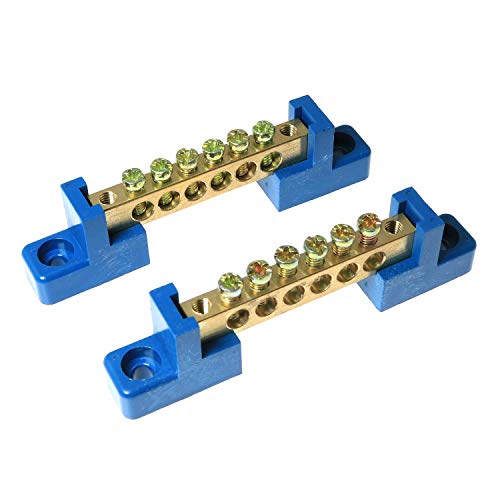RLECS 2pcs Terminal Bus Bar Terminal Block Brass Wire Screw Terminal Grounding Strip Bus Bar Block - Image 5