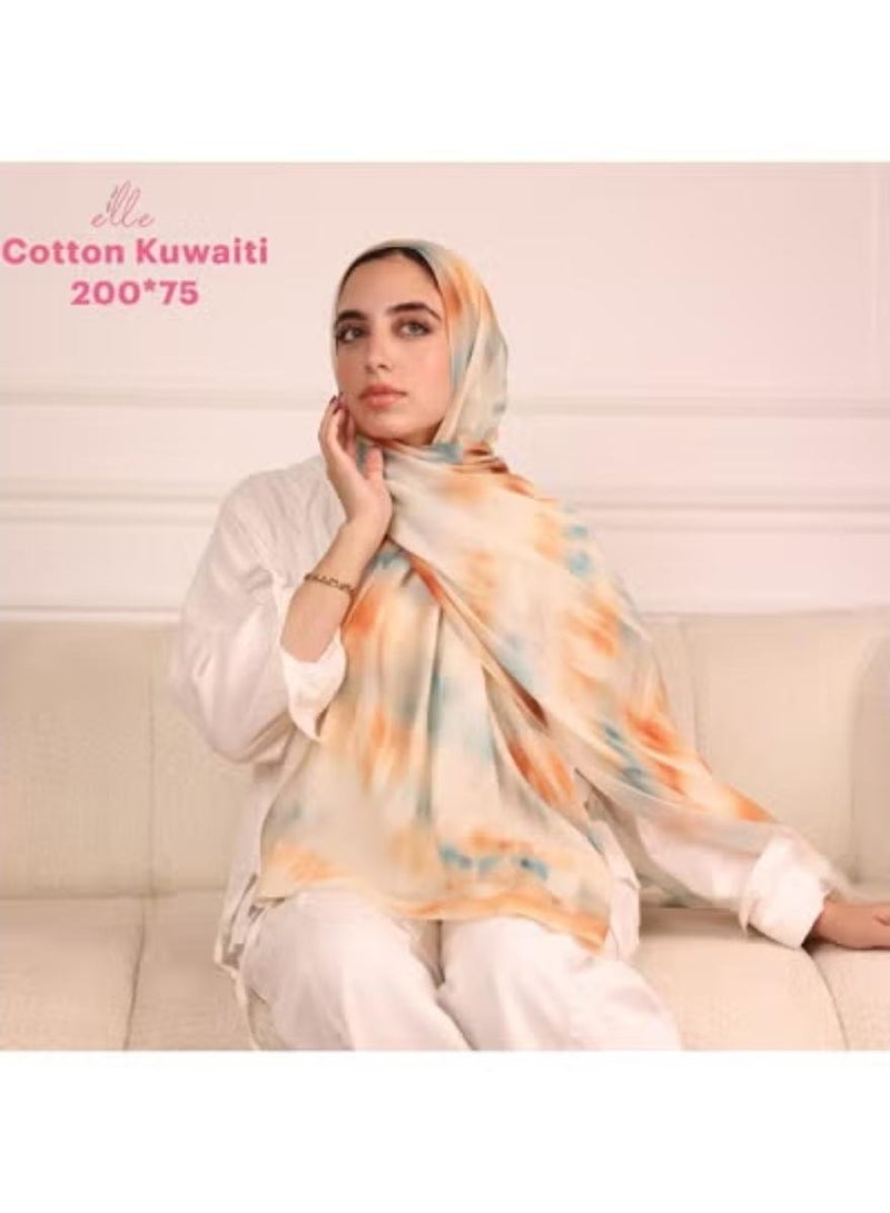 طرحة وشاح حجاب إسلامي قطن كويتي فاخر للنساء – للمناسبات والاستخدام اليومي – مقاس 200 × 75 سم