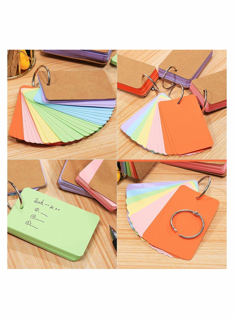 Zikra Pack of 6 Mini Notepads Blank Flashcards Study Cards, Ring Revision Cards with Binder Ring Multicolor Kraft Paper Scratch Memo Note Pads - Image 4
