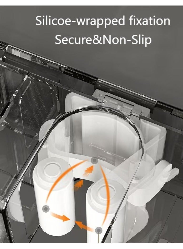 1PCS 5 Racks and 6 Hook Broom Mop Holder with Hooks Wall Mounted Broom Storage Rack No Drilling Self-Adhesive Mop Broom Organizer Mop Holder Hanger for Bathroom Office Kitchen Closet Garage（White） - Image 4