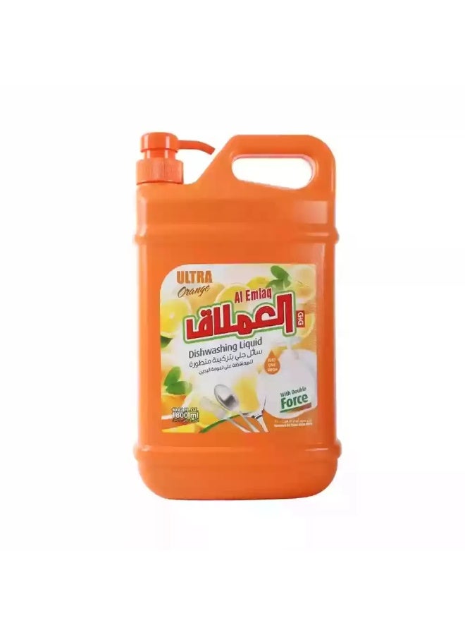 Al Emlaq صابون سائل لغسل الصحون من العملاق بقوة مزدوجة برائحة البرتقال الفائقة - 1800 مل - Image 1