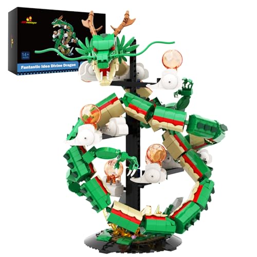 JMBricklayer مجموعة بناء تنين JMBricklayer للبالغين 70134، نموذج ديناصور مضيء قابل للجمع، نموذج كتل بناء التنين الإلهي المثالي مع قاعدة عرض، هدايا عيد الميلاد أو عيد الميلاد للبالغين - Image 1