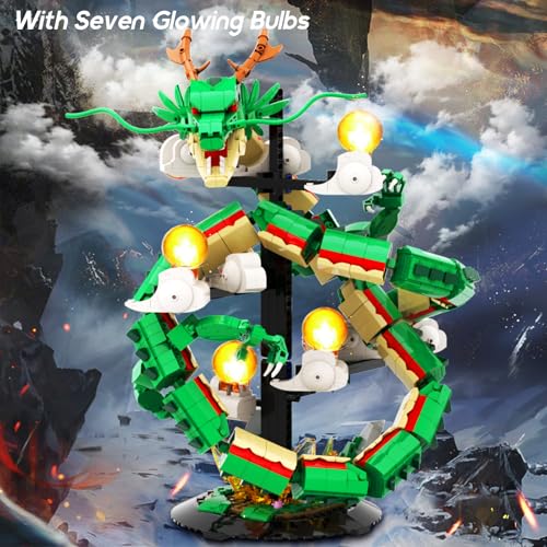 JMBricklayer مجموعة بناء تنين JMBricklayer للبالغين 70134، نموذج ديناصور مضيء قابل للجمع، نموذج كتل بناء التنين الإلهي المثالي مع قاعدة عرض، هدايا عيد الميلاد أو عيد الميلاد للبالغين - Image 2