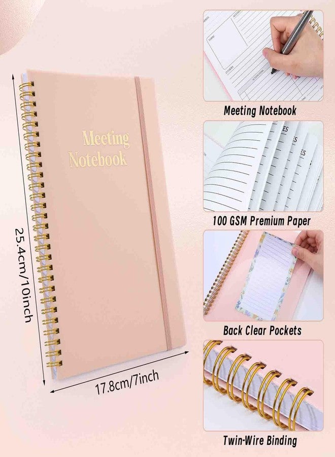 Thboxes Meeting Notebook for Work with Action Items & Meeting Minutes, 160 Pages Undated Spiral Bound Hardcover Work Notebook for Women & Men, 7" x 10" (Pink) - Image 3