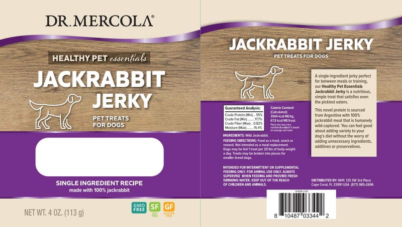 Dr. Mercola Jackrabbit Jerky for Dogs, 4 oz. (113g), Made with Wild Jackrabbit, Non GMO, Gluten Free, Soy Free - Image 2