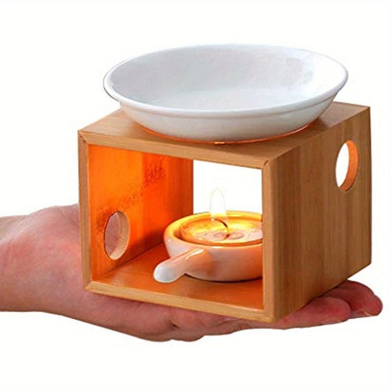 Bamboo Essential Oil Diffuser Burner Tealight Candle Holder Warmer Variant1 - Image 4