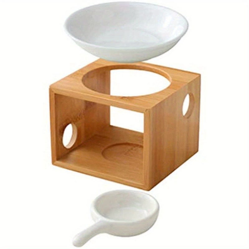 Bamboo Essential Oil Diffuser Burner Tealight Candle Holder Warmer Variant1 - Image 1