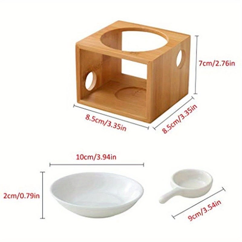 Bamboo Essential Oil Diffuser Burner Tealight Candle Holder Warmer Variant1 - Image 3