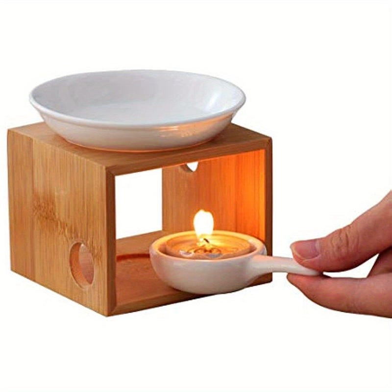 Bamboo Essential Oil Diffuser Burner Tealight Candle Holder Warmer Variant1 - Image 5