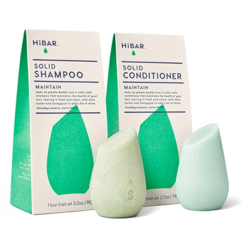 HiBAR  Maintain Shampoo  Conditioner Set  For WellBalanced Hair  Cleanse  Nourish  Honey Shea Butter Coconut Oil  Vitamin B5  Plastic Soap Paraben  SulfateFree Color Safe 2 Solid Bars