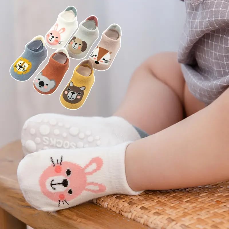 6 Pairs Non-Slip 3D Cartoon Grip Ankle Socks for Babies and Toddlers - Image 5