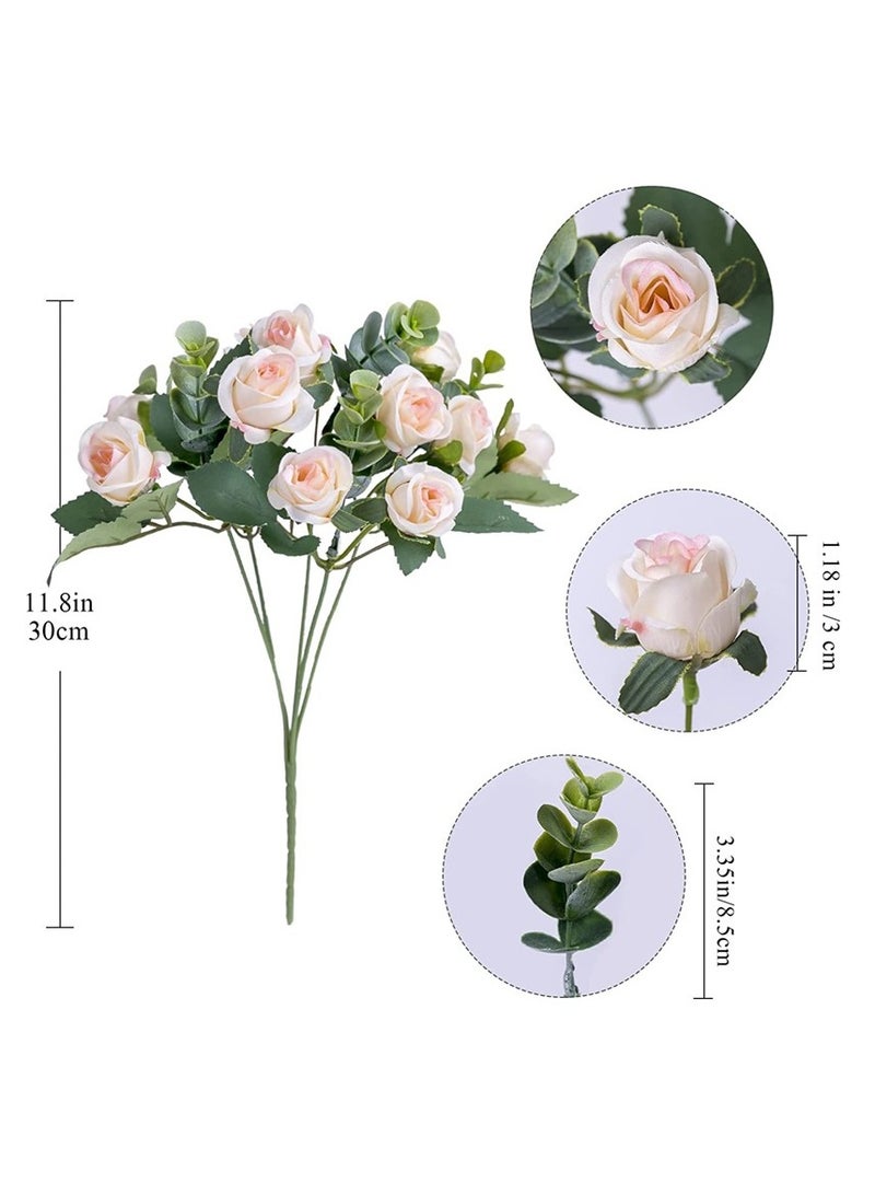 AROAQ Artificial Rose Flowers, Elegant Artificial Flowers Bouquet, Real Looking Silk Roses With Stems For Diy Wedding Bouquets Centerpieces Party Home Decorations And Outdoors, (Cream Color) - Image 1