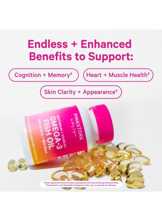 Pink Stork Omega 3 Fish Oil Supplements for Women with DHA and EPA - High Potency Burpless Omega-3 Supplement for Cognitive Health - 60 Softgels - Image 3