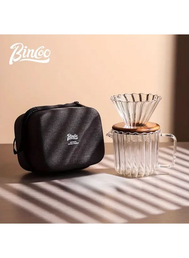 Bincoo 3 قطع في 1 مجموعة مرشح تخمير القهوة اليدوية مع رأس تقطير زجاجي للتخييم المنزل المكتب - Image 1