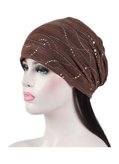 Breathable Muslim Sequin Turban Brown