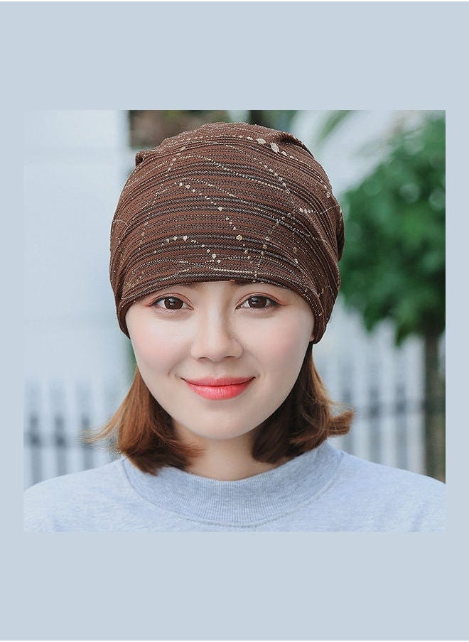 NIBEMINENT - Breathable Muslim Sequin Turban Brown - Image 1