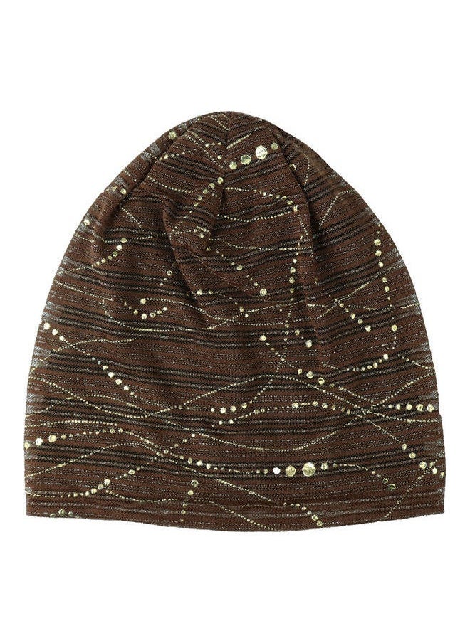 NIBEMINENT - Breathable Muslim Sequin Turban Brown - Image 1