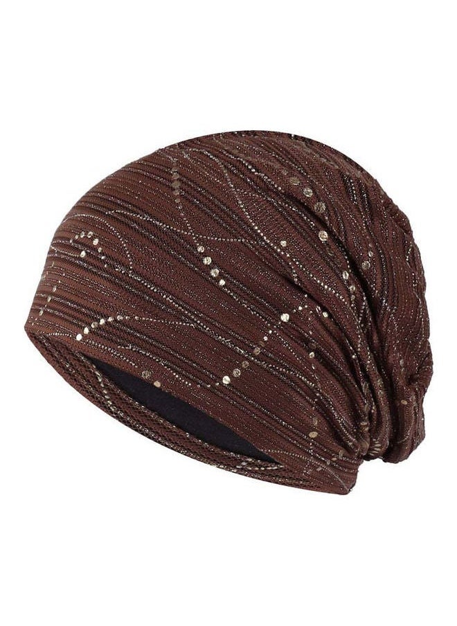 NIBEMINENT - Breathable Muslim Sequin Turban Brown - Image 1