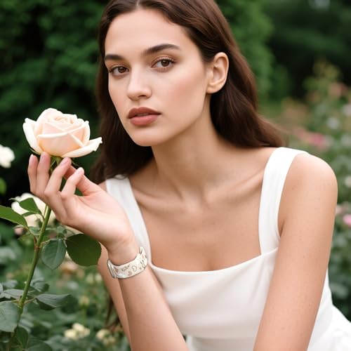 Witzon Cute Floral Band Compatible with Apple Watch Bands for Women 40mm 41mm 42mm 38mm 44mm 45mm 46mm 49mm, Engraved Flower Soft Silicone Dressy Strap for iWatch Series 11 10 9 8 7 6 5 4 SE 3 2 1 - Image 2