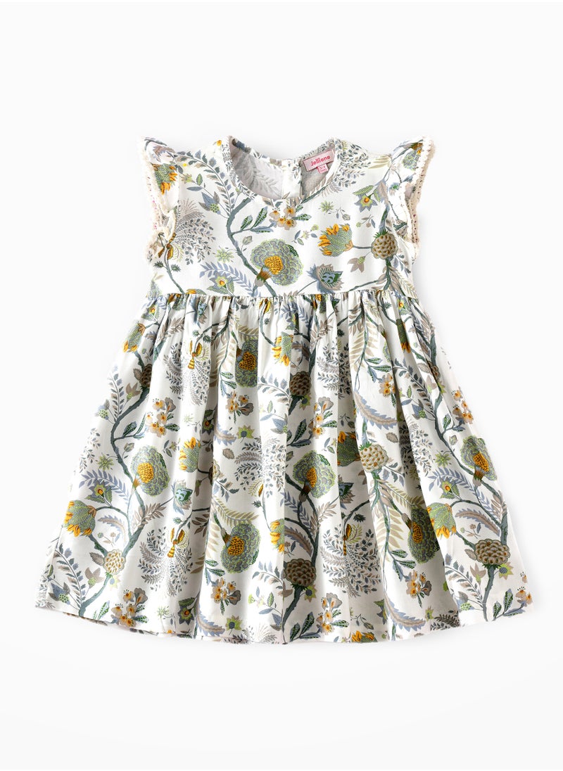 Jelliene Sunshine Sprinkles: Girls' Flowy Viscose Dress Breezy Fun & Springtime Flair  - Image 1