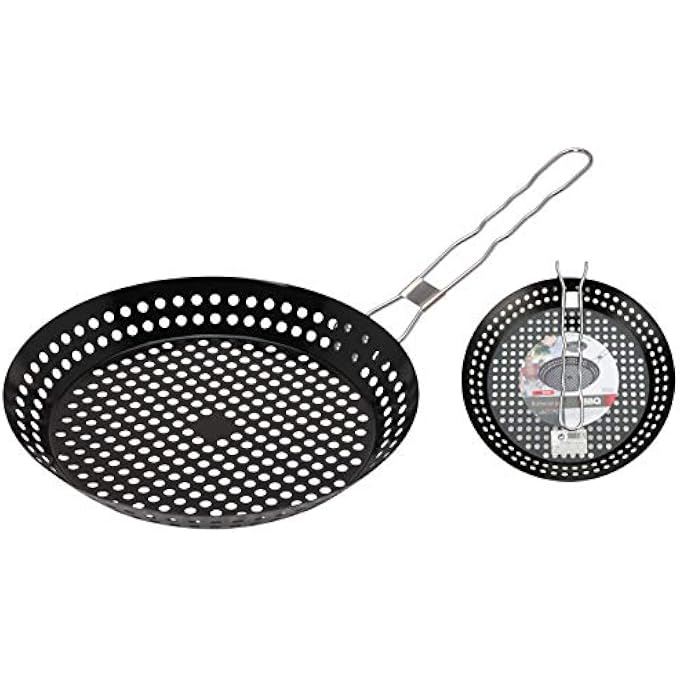 Unity Premium Skillet Pan Grill Pan With Foldable And Removable Handle Perfect For Grilling Vegetables Kabobs And Meats StainlessSteel HeatResistant - Image 4
