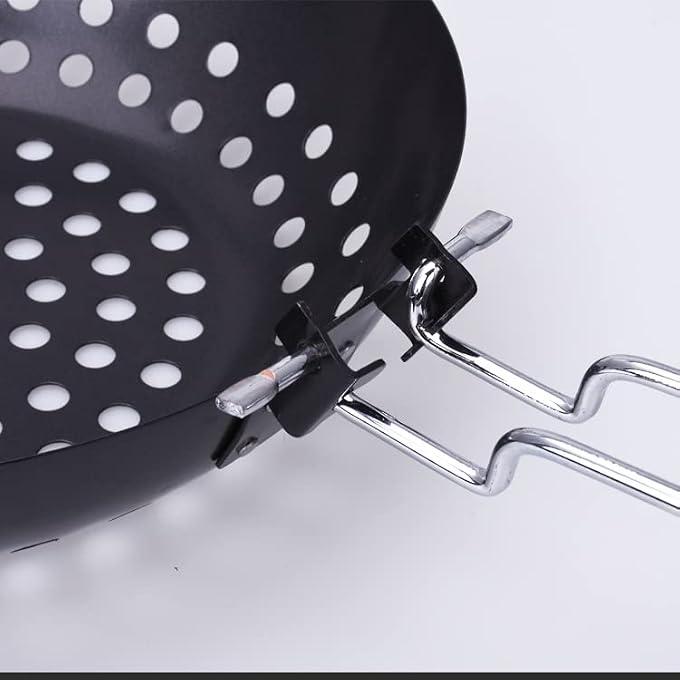 Unity Premium Skillet Pan Grill Pan With Foldable And Removable Handle Perfect For Grilling Vegetables Kabobs And Meats StainlessSteel HeatResistant - Image 3