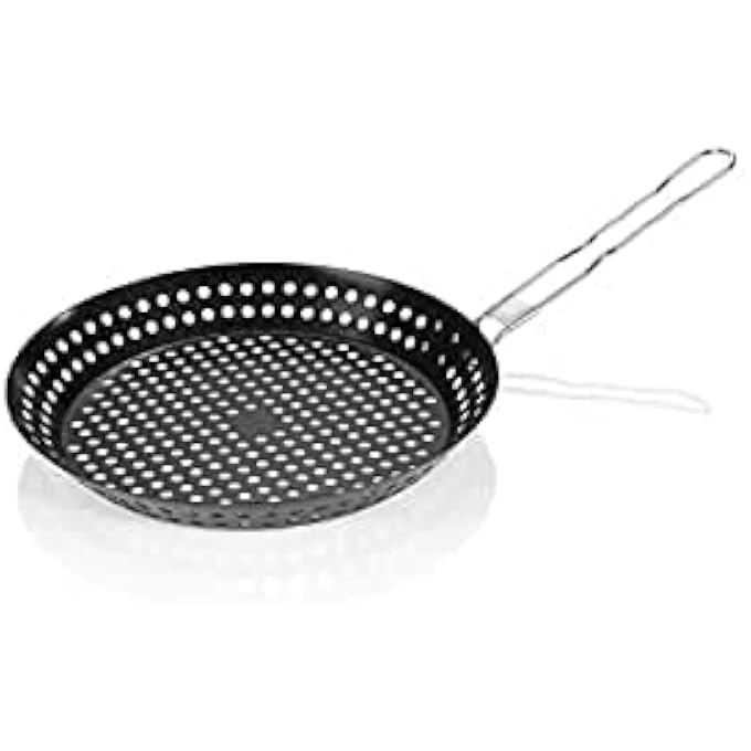 Unity Premium Skillet Pan Grill Pan With Foldable And Removable Handle Perfect For Grilling Vegetables Kabobs And Meats StainlessSteel HeatResistant - Image 2