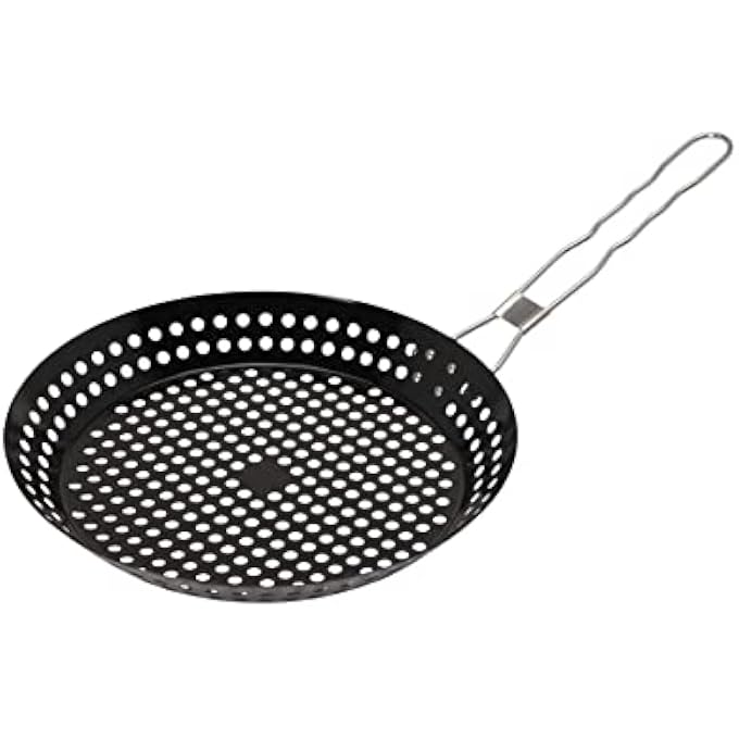 Unity Premium Skillet Pan Grill Pan With Foldable And Removable Handle Perfect For Grilling Vegetables Kabobs And Meats StainlessSteel HeatResistant - Image 1