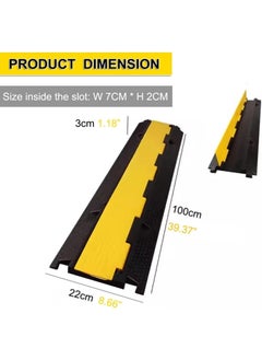 Scrolls Cable Bridge 100x22x3cm Overflow Protection Cable TPU & TPR Hose Bridge Single Channels 11000kg per Axle Load Capacity Ramp Cable Channels Ideal for Parking Lots Warehouses Schools Construction- 1 Channel  - Image 2