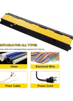 Scrolls Cable Bridge 100x22x3cm Overflow Protection Cable TPU & TPR Hose Bridge Single Channels 11000kg per Axle Load Capacity Ramp Cable Channels Ideal for Parking Lots Warehouses Schools Construction- 1 Channel  - Image 4