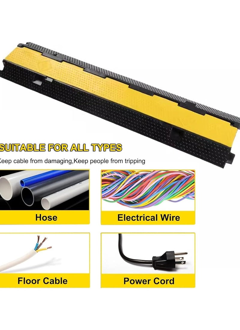 Scrolls Cable Bridge 100x22x3cm Overflow Protection Cable TPU & TPR Hose Bridge Single Channels 11000kg per Axle Load Capacity Ramp Cable Channels Ideal for Parking Lots Warehouses Schools Construction- 1 Channel  - Image 4