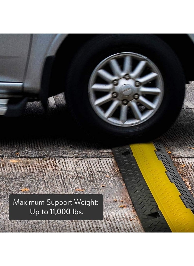 Scrolls Cable Bridge 100x22x3cm Overflow Protection Cable TPU & TPR Hose Bridge Single Channels 11000kg per Axle Load Capacity Ramp Cable Channels Ideal for Parking Lots Warehouses Schools Construction- 1 Channel  - Image 5
