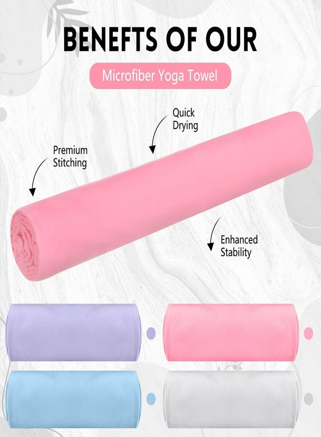 Breling 4 Pack 72" x 24" Hot Yoga Towel Non Slip Microfiber Mat Towel Sweat Absorbent Soft Pilates Mat Essentials for Hot Yoga Pilates Exercise(Purple, Pink, Blue, White) - Image 3