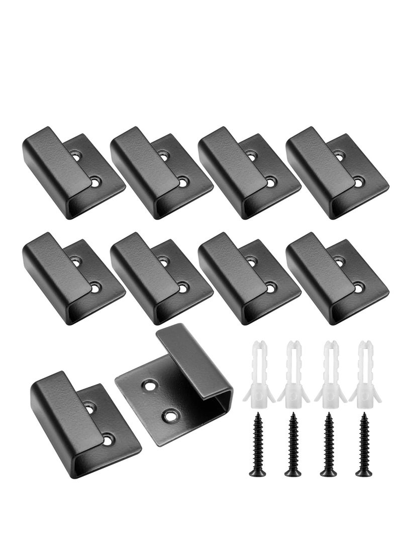 SYOSI - Stainless Steel Wall Mount Brackets Hooks, Set of 10, Heavy Duty Tile Hangers for Mirrors, Picture Frames, and Ceramic Wall Displays, Medium Size, Black - Image 1