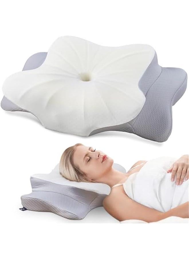 Arabest Contour Memory Foam Neck and Shoulder Support Pillow with Pillowcase for Side, Back, and Stomach Sleepers  - Image 1