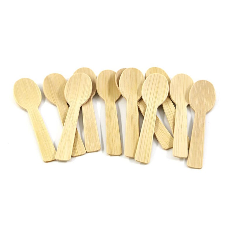 Bamboo Utensils  200PK MiniBamboo Spoon 354 Disposable Small 100 Biodegradable Compostable Cutlery Set Eco Friendly Renewable Natural